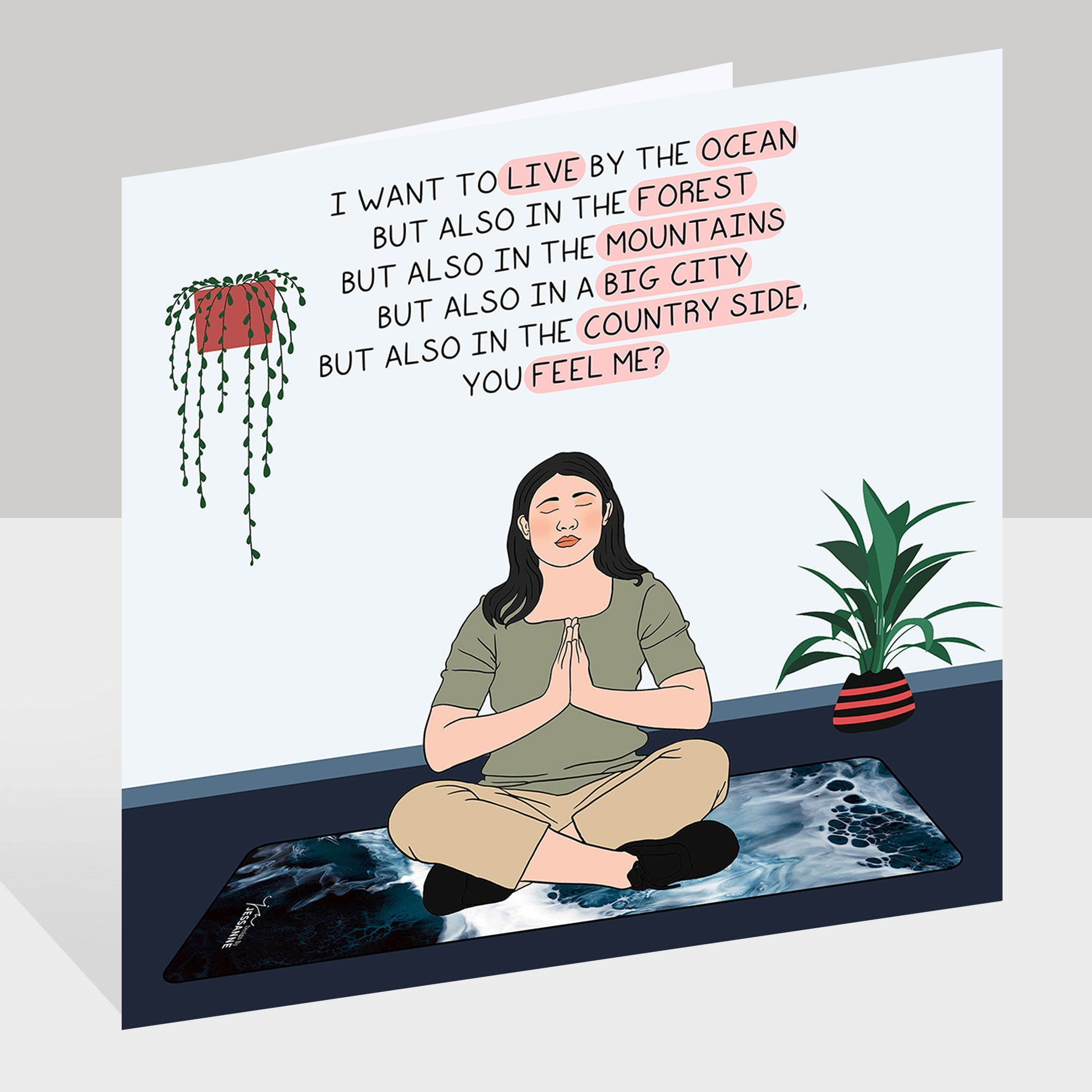 I want to live by the ocean Doodle Card