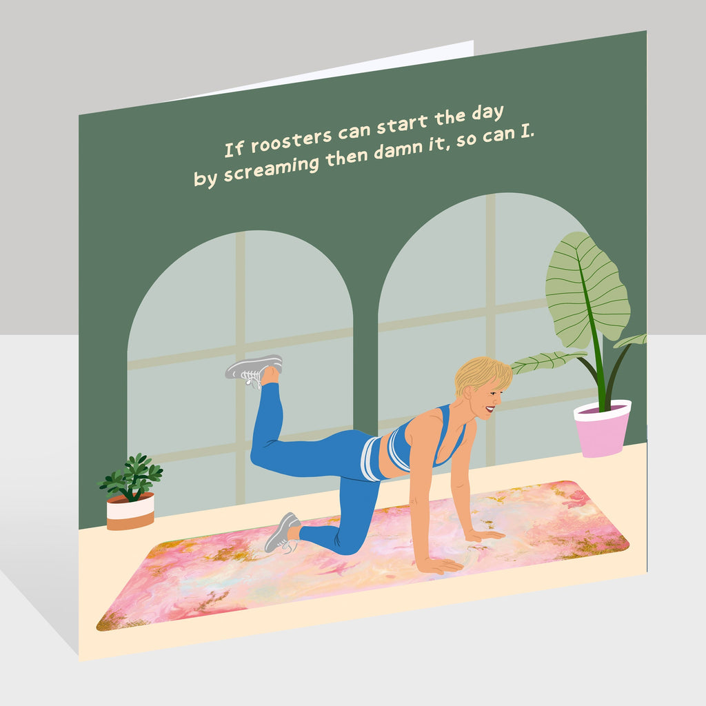 Roosters Can Start The Day Doodle Card