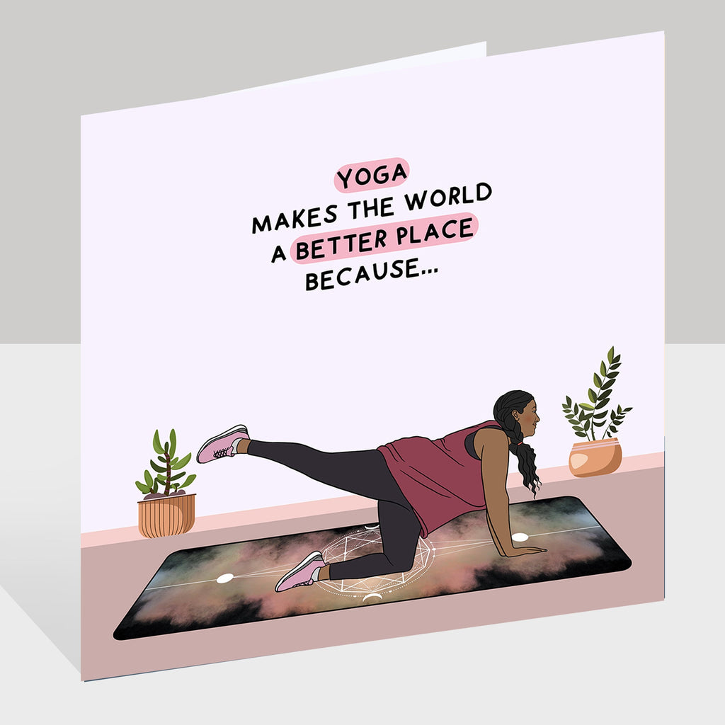 Yoga Makes The World A Better Place Doodle Card